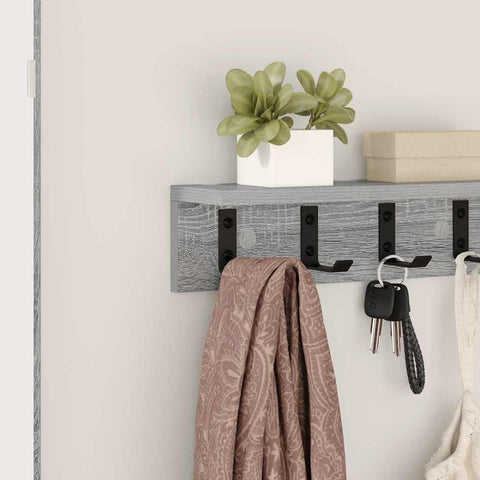 vidaXL Wall-Mounted Coat Rack Grey sonoma 40 x 10.5 x 10.5 cm