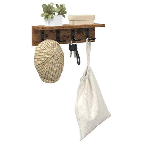 vidaXL Wall-Mounted Coat Rack with Shelf Old wood 40 x 10.5 x 10.5 cm