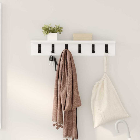 vidaXL Wall-Mounted Coat Rack with Shelf Wall-mounted White 60 x 10.5 x 10.5 cm