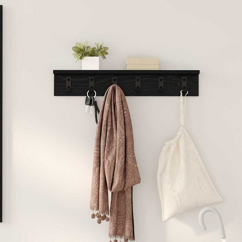 vidaXL Wall-Mounted Coat Rack with Shelf Black oak 60 x 10.5 x 10.5 cm