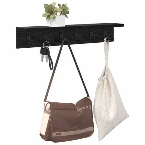 vidaXL Wall-Mounted Coat Rack with Shelf Black oak 60 x 10.5 x 10.5 cm