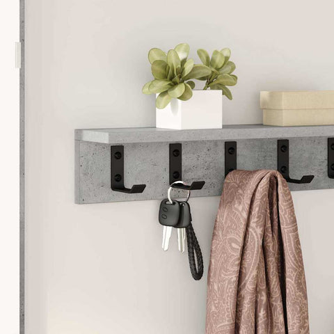 vidaXL Wall-Mounted Coat Rack Concrete Grey 60 x 10.5 x 10.5 cm