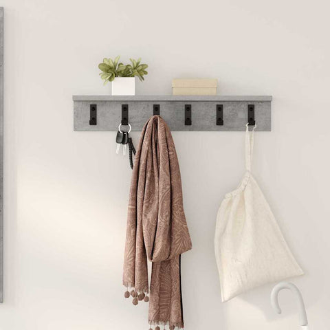 vidaXL Wall-Mounted Coat Rack Concrete grey 60 x 10.5 x 10.5 cm