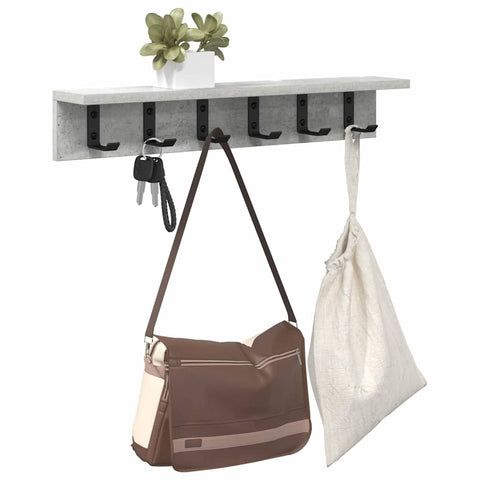 vidaXL Wall-Mounted Coat Rack Concrete grey 60 x 10.5 x 10.5 cm