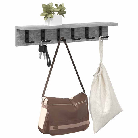 vidaXL Wall-Mounted Coat Rack Grey sonoma 60 x 10.5 x 10.5 cm