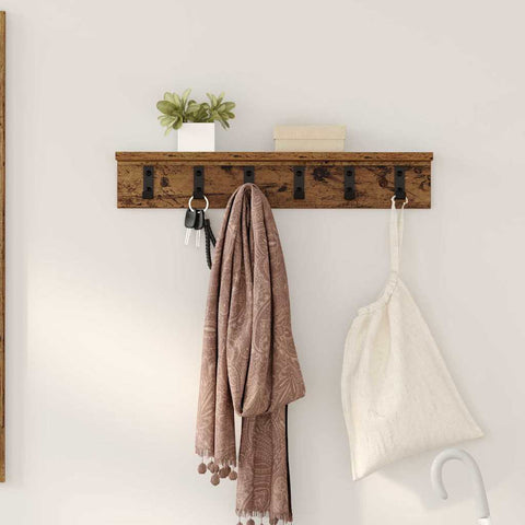 vidaXL Wall-Mounted Coat Rack with Shelf Old wood 60 x 10.5 x 10.5 cm