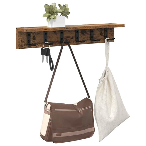 vidaXL Wall-Mounted Coat Rack with Shelf Old wood 60 x 10.5 x 10.5 cm