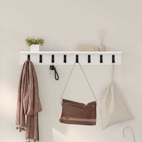 vidaXL Wall-Mounted Coat Rack with Shelf Wall-mounted White 80 x 10.5 x 10.5 cm