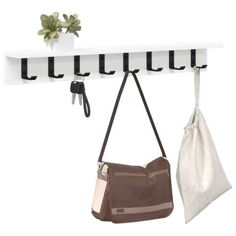 vidaXL Wall-Mounted Coat Rack with Shelf Wall-mounted White 80 x 10.5 x 10.5 cm