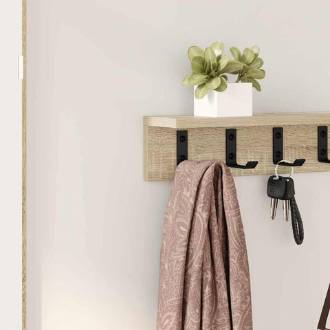 vidaXL Wall-Mounted Coat Rack Sonoma oak 80 x 10.5 x 10.5 cm