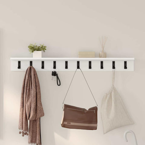 vidaXL Wall-Mounted Coat Rack with Shelf Wall-mounted White 100 x 10.5 x 10.5 cm