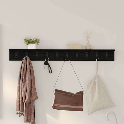 vidaXL Wall-Mounted Coat Rack Black oak 100 x 10.5 x 10.5 cm
