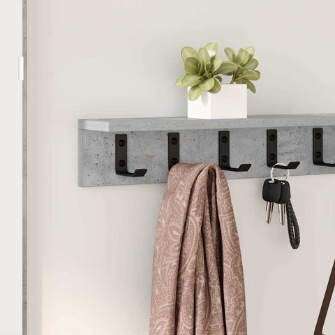 vidaXL Wall-Mounted Coat Rack Concrete grey 100 x 10.5 x 10.5 cm