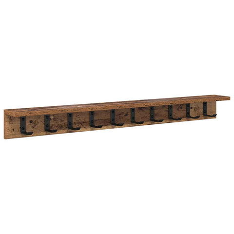 vidaXL Wall-Mounted Coat Rack with Shelf Old wood 100 x 10.5 x 10.5 cm