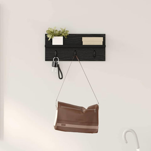 vidaXL Wall-Mounted Coat Rack with Shelf Wall-mounted Black oak 40 x 10.5 x 18 cm