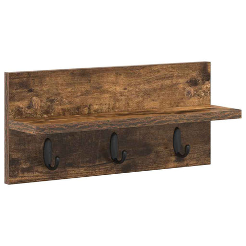 vidaXL Wall-Mounted Coat Rack with Shelf Smoked oak 40 x 10.5 x 18 cm