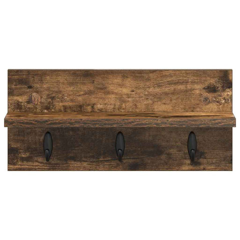 vidaXL Wall-Mounted Coat Rack with Shelf Smoked oak 40 x 10.5 x 18 cm