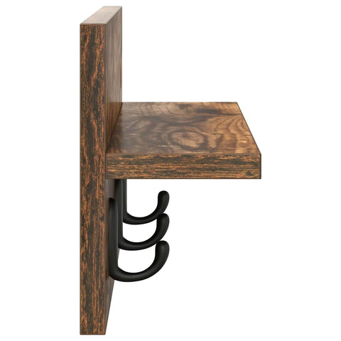 vidaXL Wall-Mounted Coat Rack with Shelf Smoked oak 40 x 10.5 x 18 cm