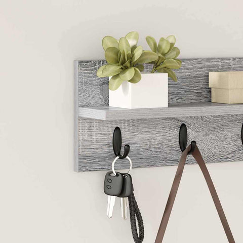 vidaXL Wall-Mounted Coat Rack with Shelf Grey sonoma 40 x 10.5 x 18 cm