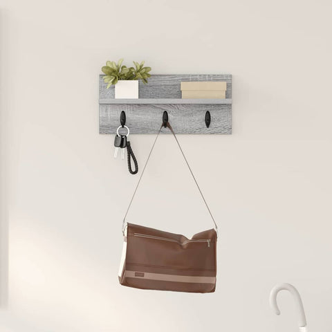 vidaXL Wall-Mounted Coat Rack with Shelf Grey sonoma 40 x 10.5 x 18 cm