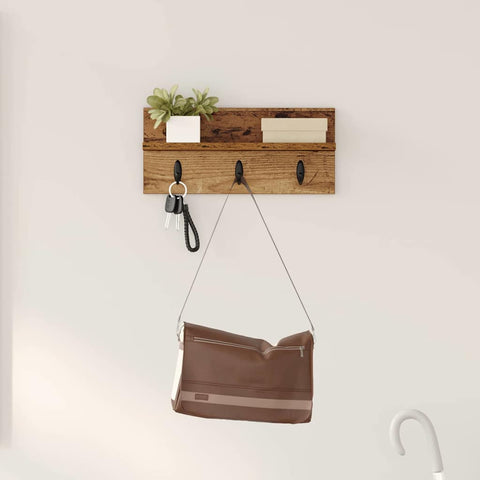 vidaXL Wall-Mounted Coat Rack with Shelf Wall-mounted Old wood 40 x 10.5 x 18 cm