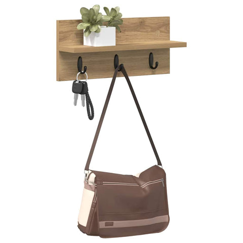 vidaXL Wall-Mounted Coat Rack with Shelf Artisan oak 40 x 10.5 x 18 cm
