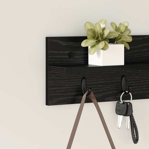 vidaXL Wall-Mounted Coat Rack with Shelf Black oak 60 x 10.5 x 18 cm