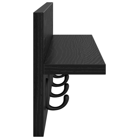 vidaXL Wall-Mounted Coat Rack with Shelf Wall-mounted Black oak 60 x 10.5 x 18 cm