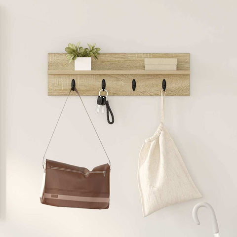 vidaXL Wall-Mounted Coat Rack with Shelf Sonoma oak 60 x 10.5 x 18 cm