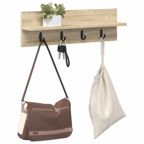 vidaXL Wall-Mounted Coat Rack with Shelf Sonoma oak 60 x 10.5 x 18 cm