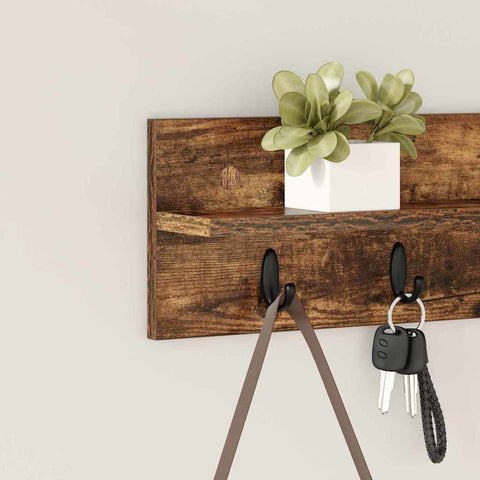 vidaXL Wall-Mounted Coat Rack with Shelf Smoked oak 60 x 10.5 x 18 cm