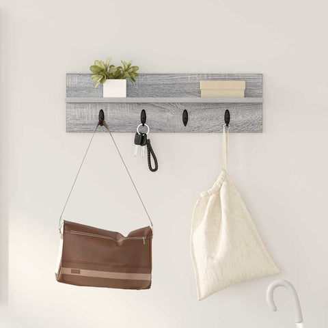 vidaXL Wall-Mounted Coat Rack with Shelf Grey sonoma 60 x 10.5 x 18 cm