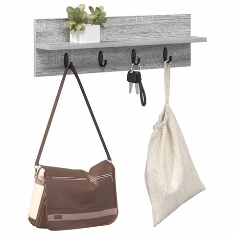 vidaXL Wall-Mounted Coat Rack with Shelf Grey sonoma 60 x 10.5 x 18 cm