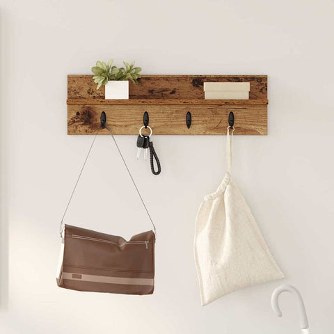 vidaXL Wall-Mounted Coat Rack with Shelf Wall-mounted Old wood 60 x 10.5 x 18 cm