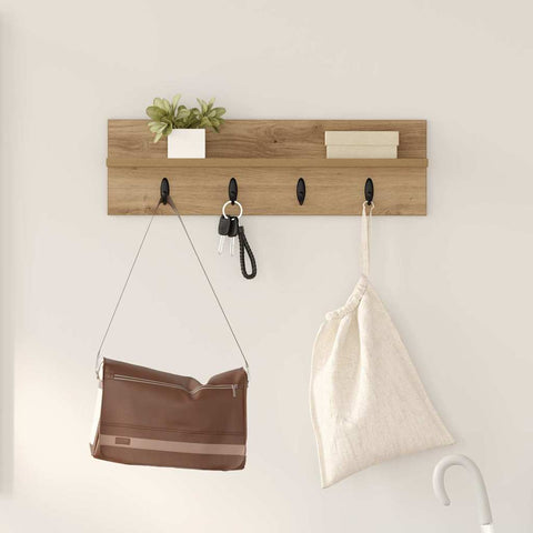 vidaXL Wall-Mounted Coat Rack with Shelf Artisan oak 60 x 10.5 x 18 cm