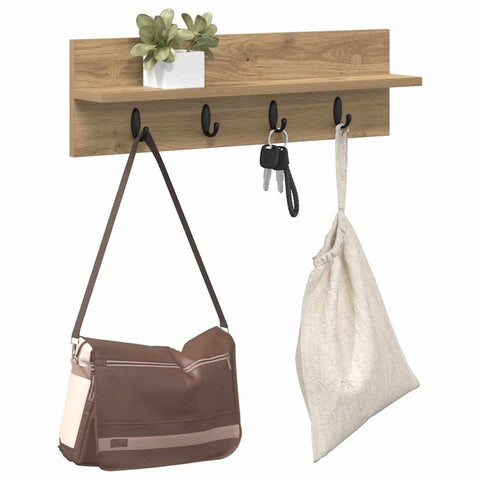 vidaXL Wall-Mounted Coat Rack with Shelf Artisan oak 60 x 10.5 x 18 cm