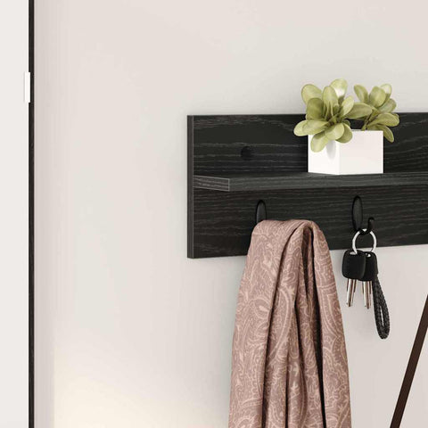 vidaXL Wall-Mounted Coat Rack with Shelf Black oak 80 x 10.5 x 18 cm