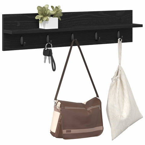 vidaXL Wall-Mounted Coat Rack with Shelf Wall-mounted Black oak 80 x 10.5 x 18 cm