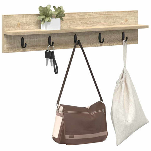 vidaXL Wall-Mounted Coat Rack with Shelf Sonoma oak 80 x 10.5 x 18 cm