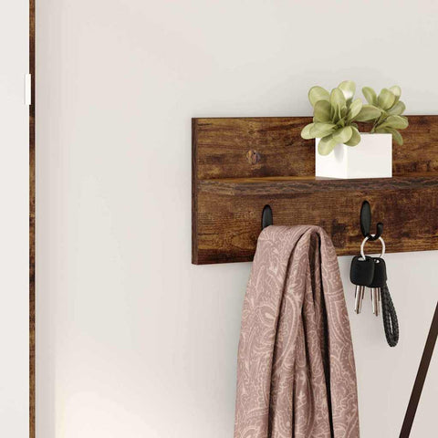 vidaXL Wall-Mounted Coat Rack with Shelf Smoked oak 80 x 10.5 x 18 cm