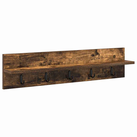 vidaXL Wall-Mounted Coat Rack with Shelf Smoked oak 80 x 10.5 x 18 cm