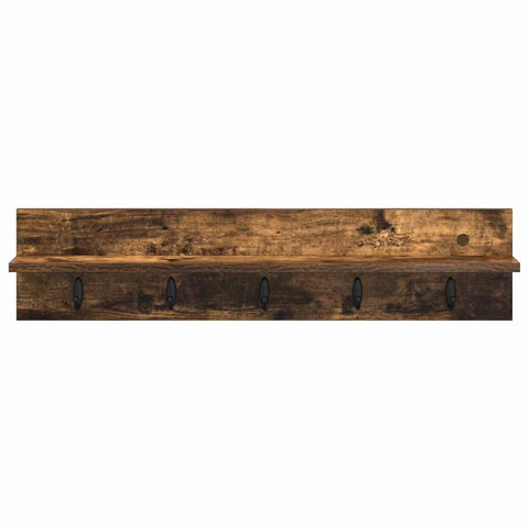 vidaXL Wall-Mounted Coat Rack with Shelf Smoked oak 80 x 10.5 x 18 cm