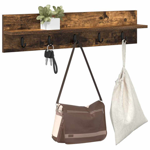 vidaXL Wall-Mounted Coat Rack with Shelf Smoked oak 80 x 10.5 x 18 cm