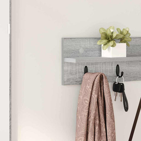 vidaXL Wall-Mounted Coat Rack with Shelf Grey sonoma 80 x 10.5 x 18 cm