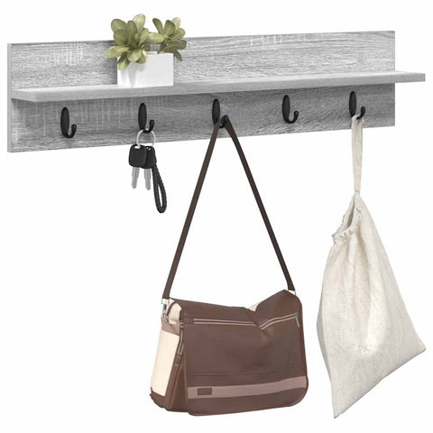 vidaXL Wall-Mounted Coat Rack with Shelf Grey sonoma 80 x 10.5 x 18 cm