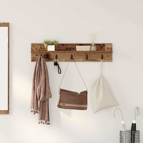 vidaXL Wall-Mounted Coat Rack with Shelf Wall-mounted Old wood 80 x 10.5 x 18 cm