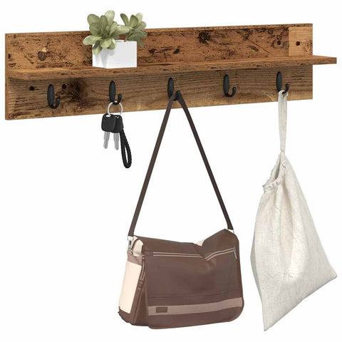 vidaXL Wall-Mounted Coat Rack with Shelf Wall-mounted Old wood 80 x 10.5 x 18 cm