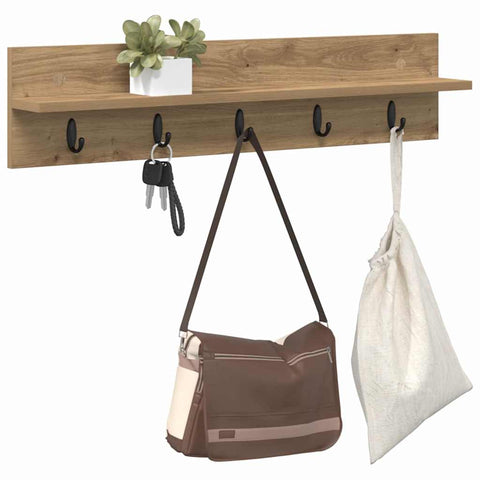 vidaXL Wall-Mounted Coat Rack with Shelf Artisan oak 80 x 10.5 x 18 cm