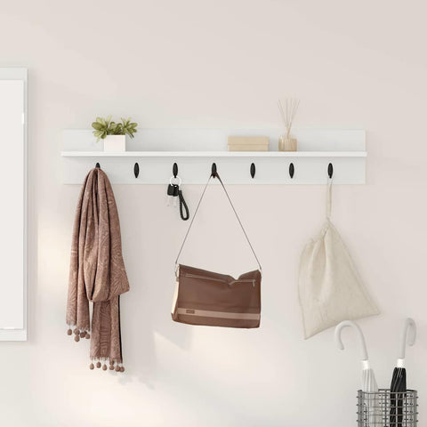 vidaXL Wall-Mounted Coat Rack White 100 x 10.5 x 18 cm Engineered wood