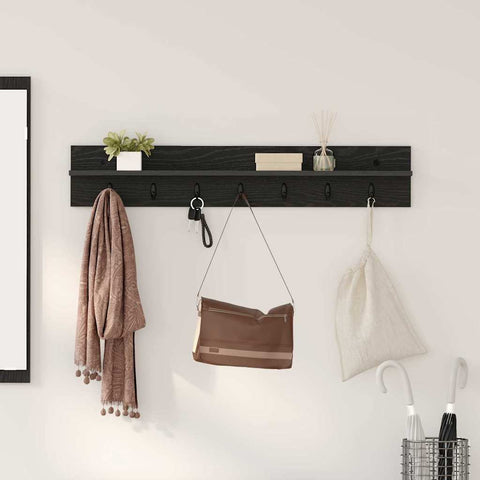 vidaXL Wall-Mounted Coat Rack with Shelf Black oak 100 x 10.5 x 18 cm